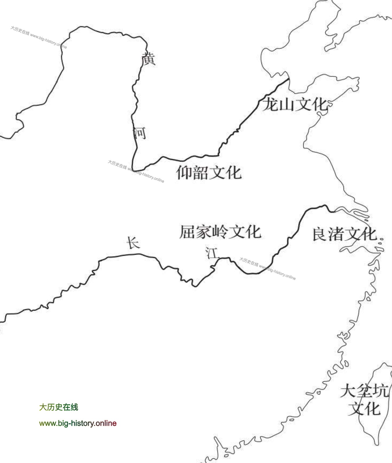 新石器时代中国文化的区域分布图