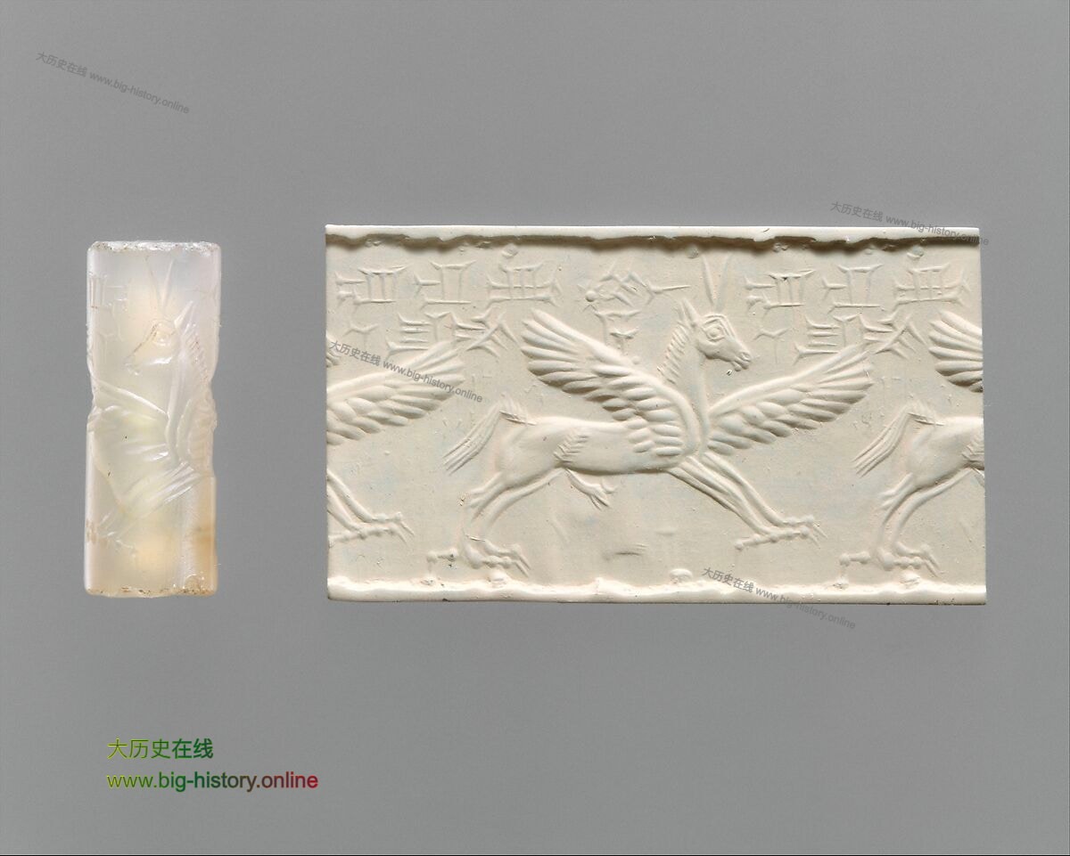 亚述人的宝石材质滚筒印章