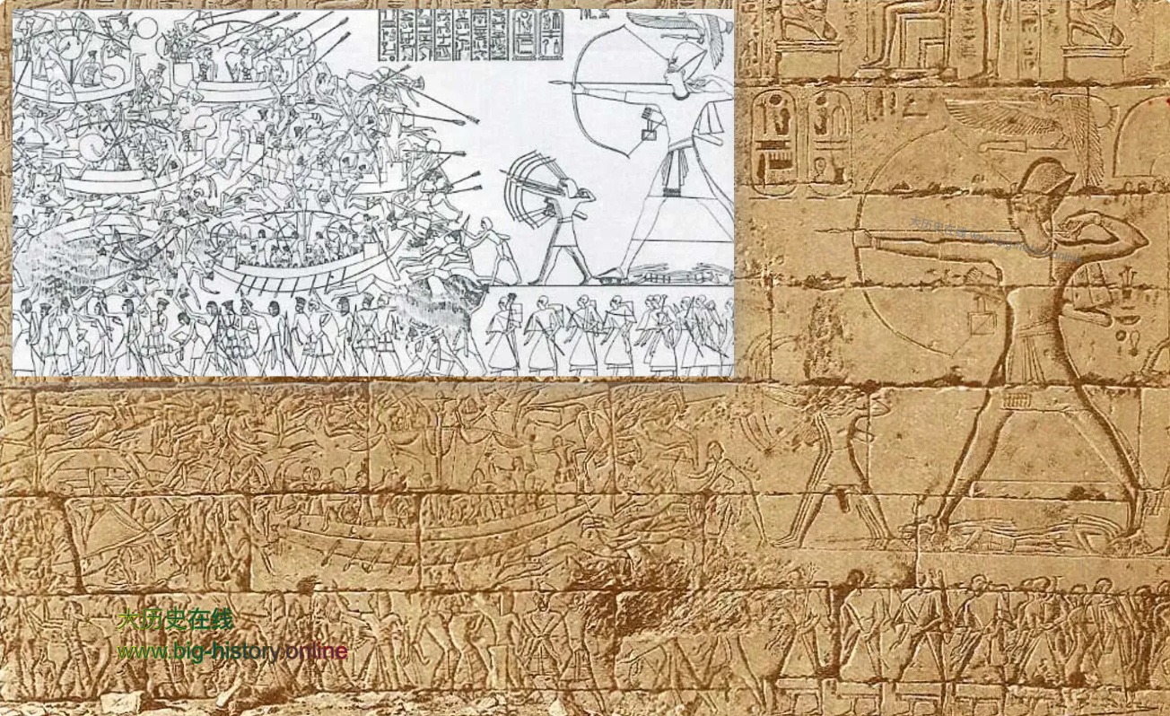 拉美西斯三世击败“海上民族”的浮雕