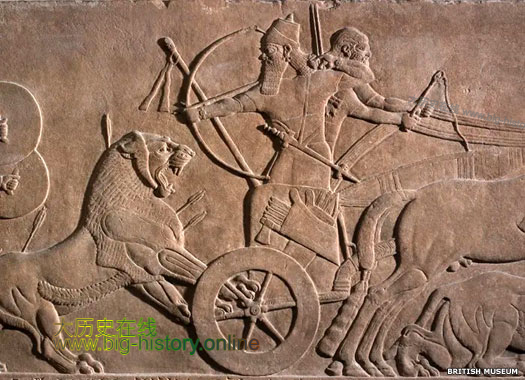 亚述那西尔帕二世狩猎狮子的场景