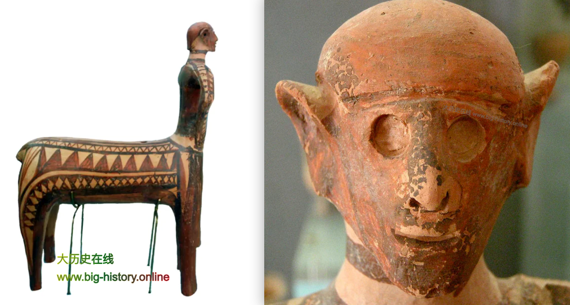 黑暗时期的陶俑，上边的几何图案是迈锡尼文明的特征之一