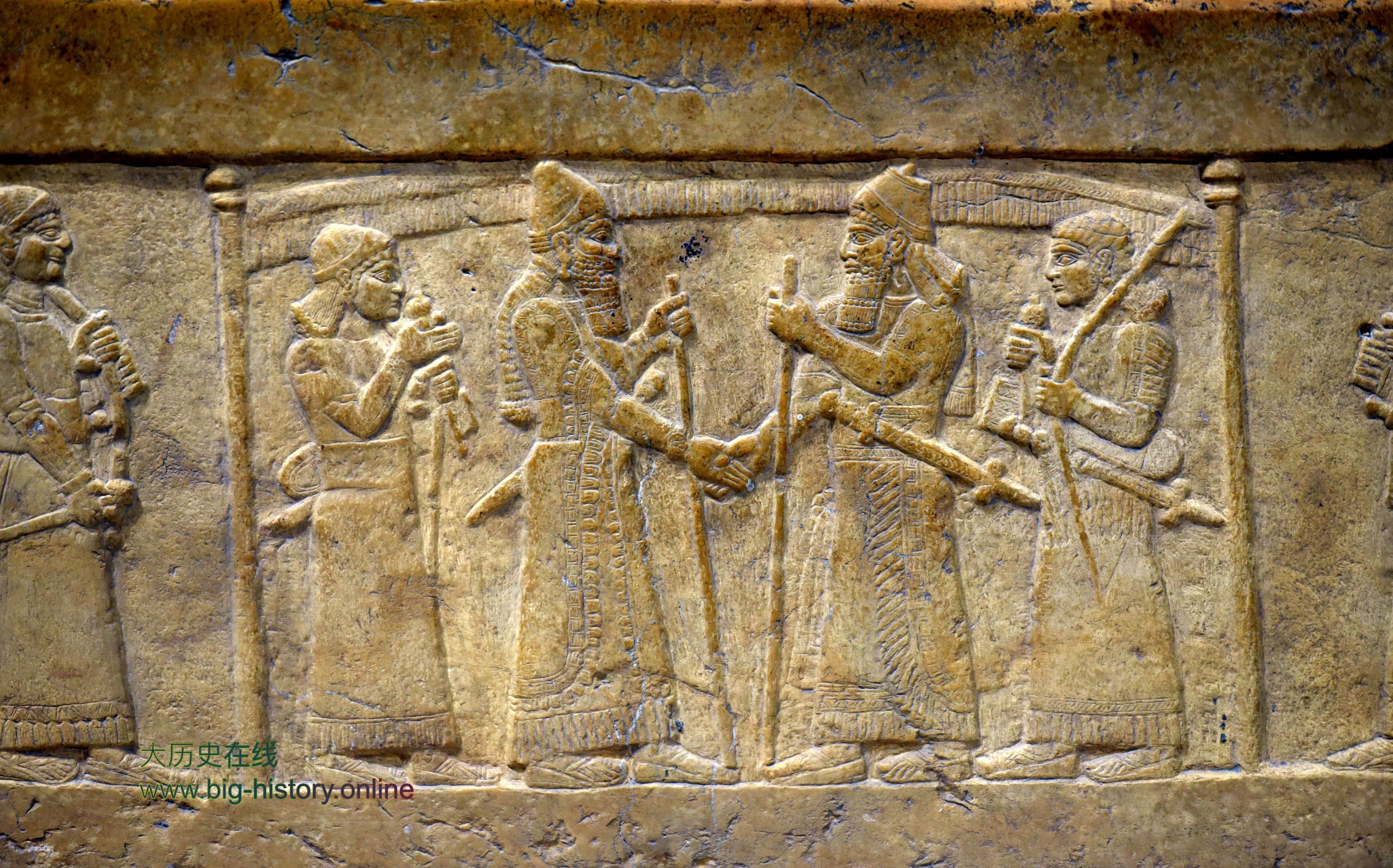 萨尔玛那萨尔三世与巴比伦王马杜克-扎基尔-舒米握手