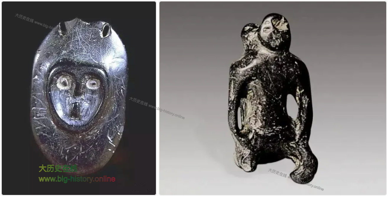 大溪出土的“玉猴坠”和“母子猴”玉雕