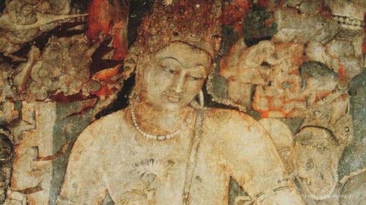 《手持莲花和金刚的菩萨》：阿旃陀石窟壁画赏析